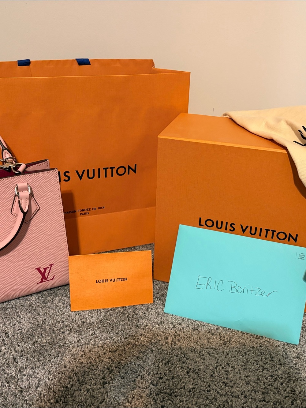 Louis Vuitton Pink Epi Leather Shoulder Bag with LV Monogram